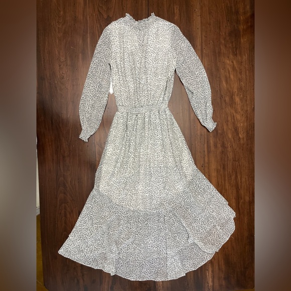 1 State X Jaime Shrayber Printed High-Low Dress XS Snow Leopard Ruffle Spring - Picture 4 of 16